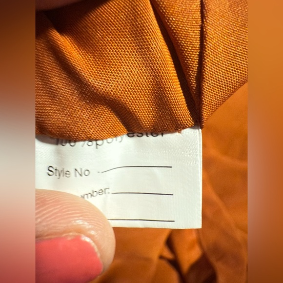 Cinnamon Orange A-Line Side Slit Chiffon Dress - Picture 7 of 9